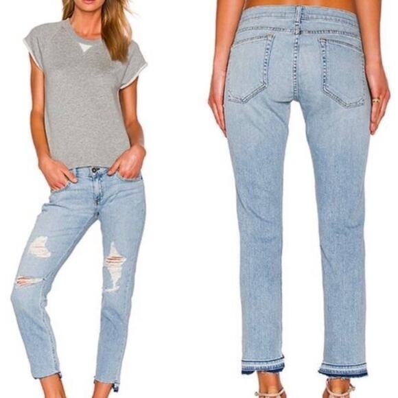 RAG & BONE Women's Light Wash Distressed Dre Capri Jeans Sz 26 - Picture 1 of 8